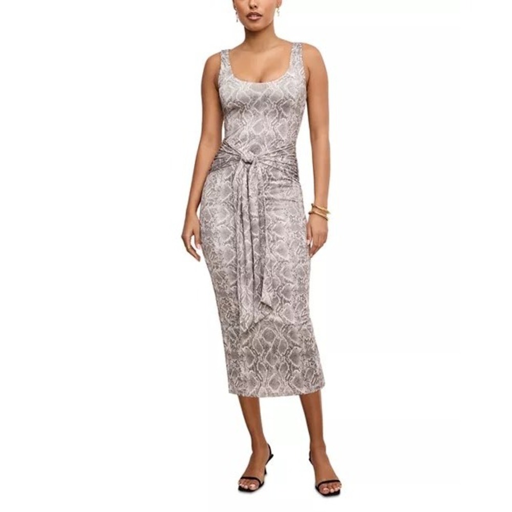 GOOD AMERICAN Slinky Jersey Tie Waist Dress Snakeskin Print Sleeveless 2XL‎ NWT